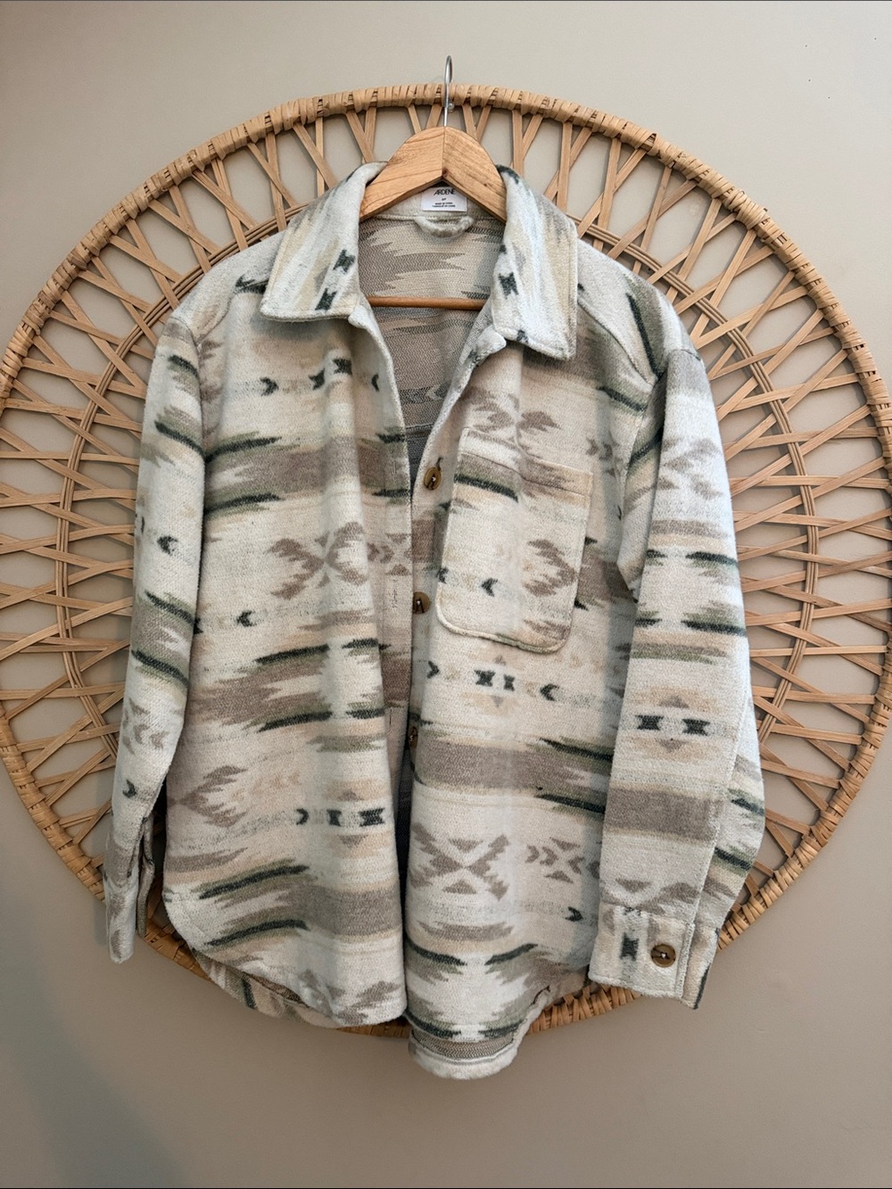 Ardene Oversized Beige & Olive Patterned Shacket Jacket